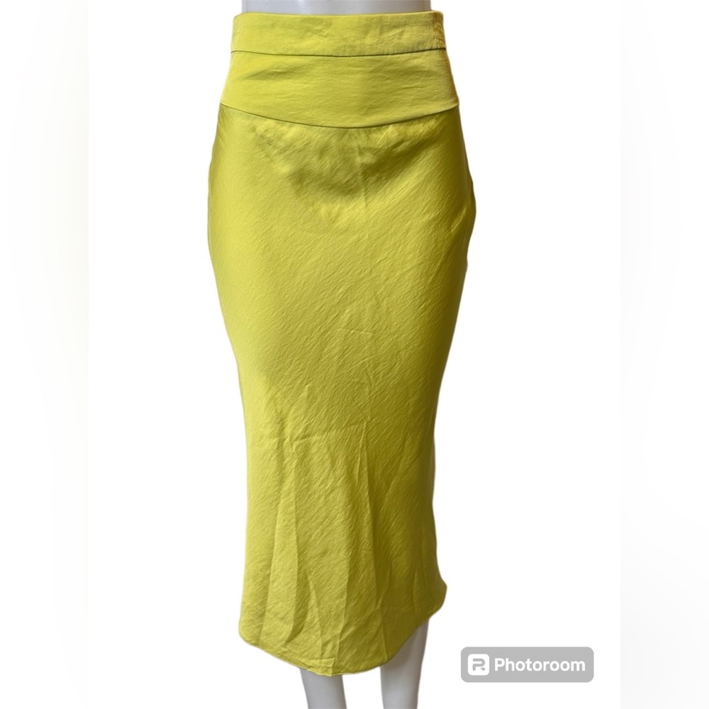 Free People Lemon Yellow Midi Pencil Skirt
